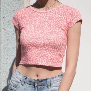 Brandy Melville Pink Cheetah Print Baby Tee
